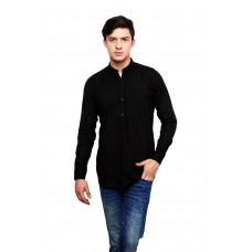 Dennis Lingo Men's Solid Casual Full Sleeves Slim fit Black Cotton Shirt-C201_2